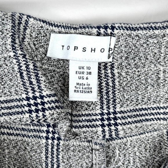 Topshop Window Pane Plaid Belted Cropped Straight Leg Trouser Pants Size 6 - Picture 11 of 13